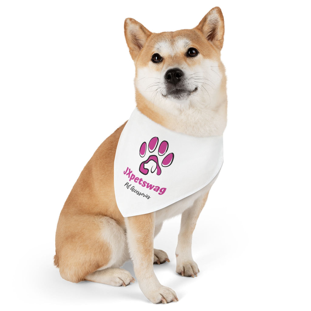 Pet Bandana Collar — White Dog & Cat Bandana with our JXpetswag Logo