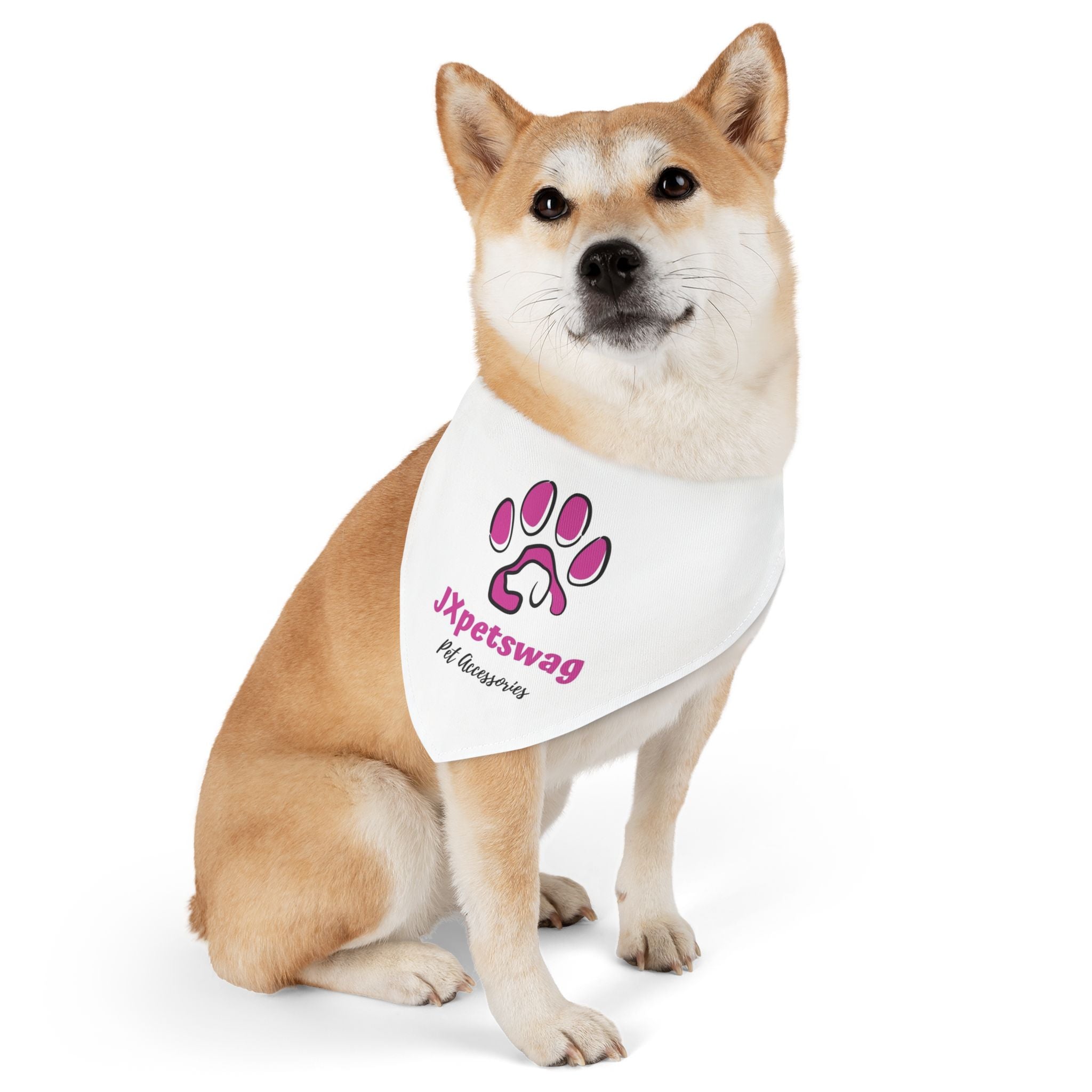 Pet Bandana Collar — White Dog & Cat Bandana with our JXpetswag Logo