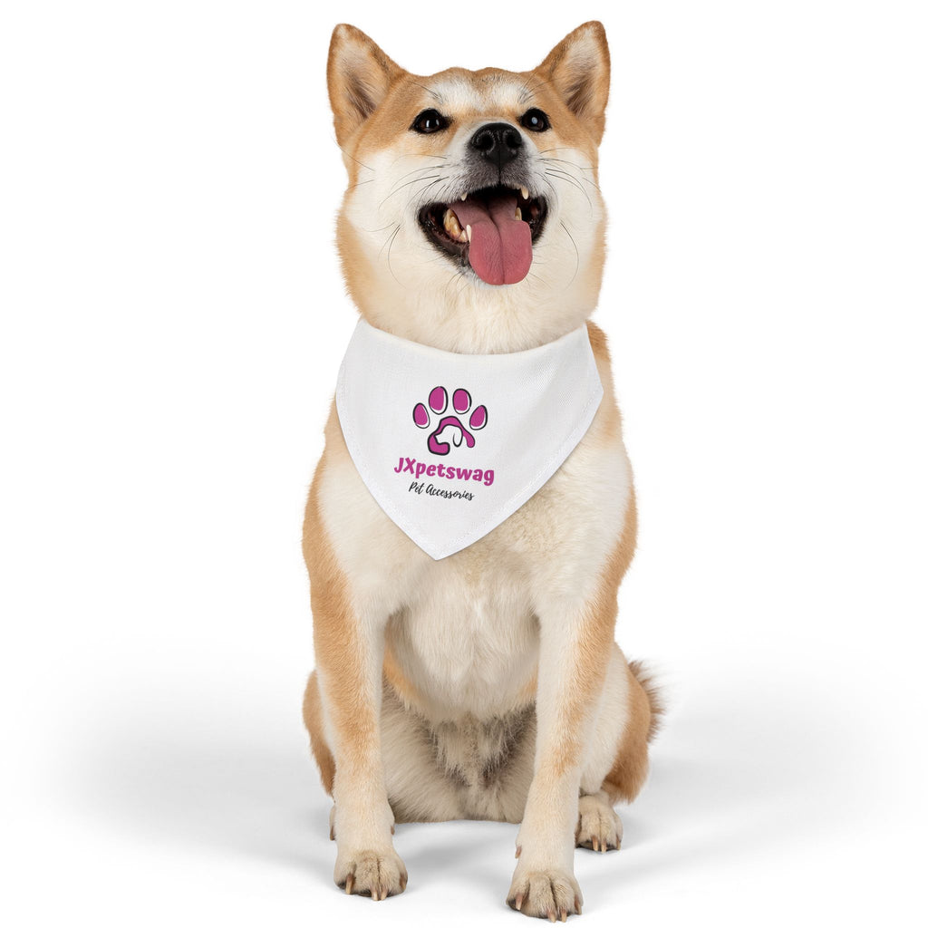 Pet Bandana Collar — White Dog & Cat Bandana with our JXpetswag Logo