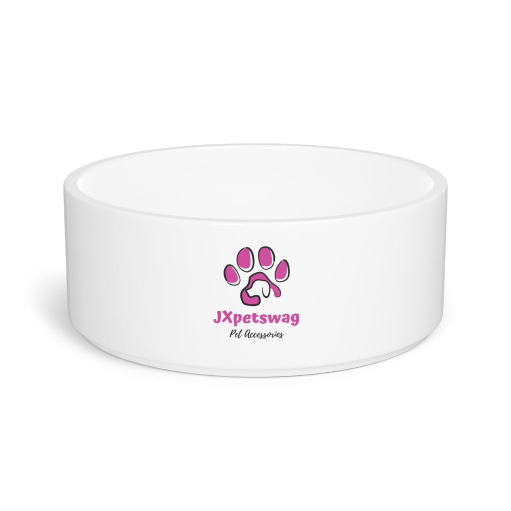 White Ceramic Pet Bowl — With our JXpetswag logo