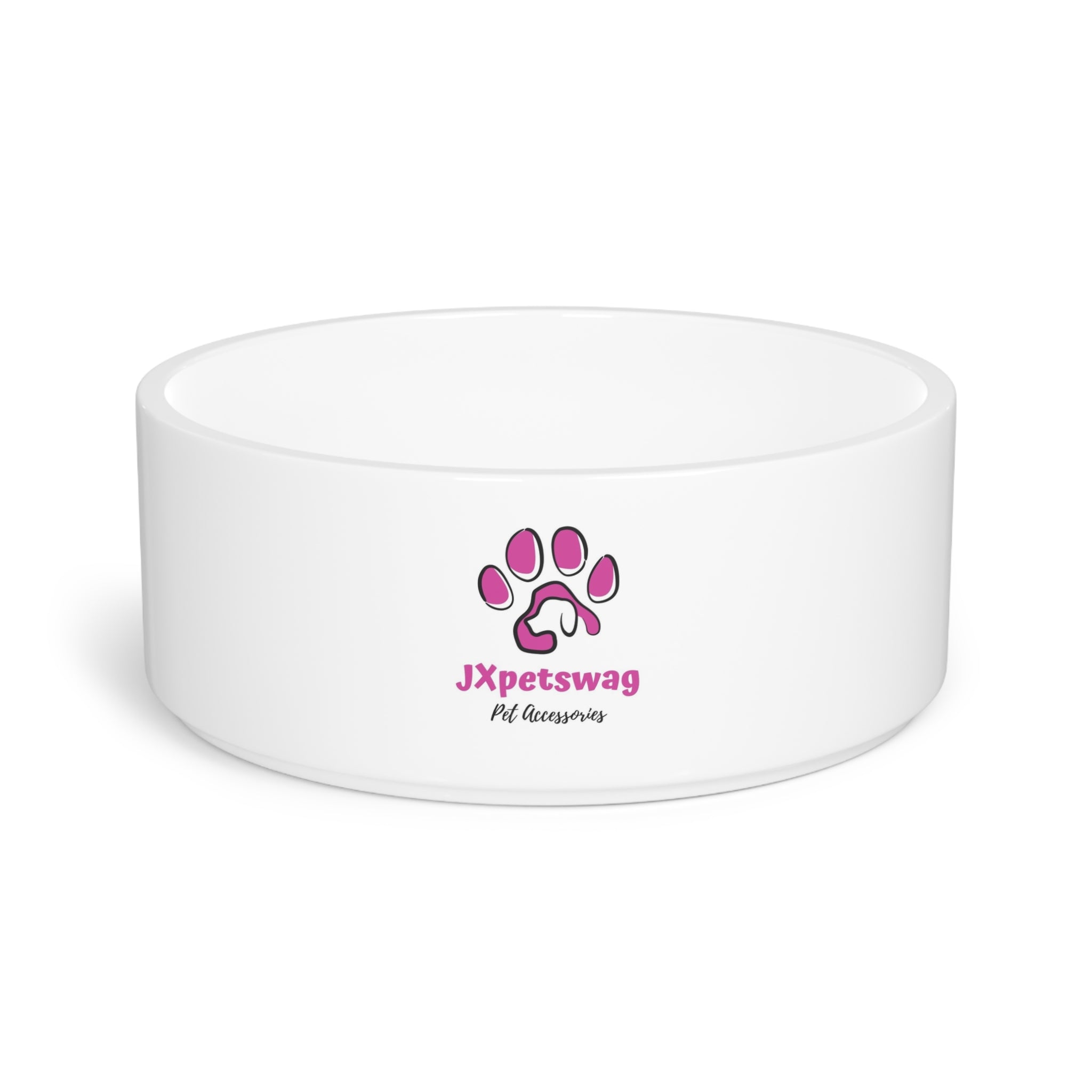 White Ceramic Pet Bowl — With our JXpetswag logo