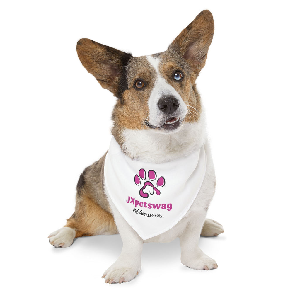 Pet Bandana Collar — White Dog & Cat Bandana with our JXpetswag Logo