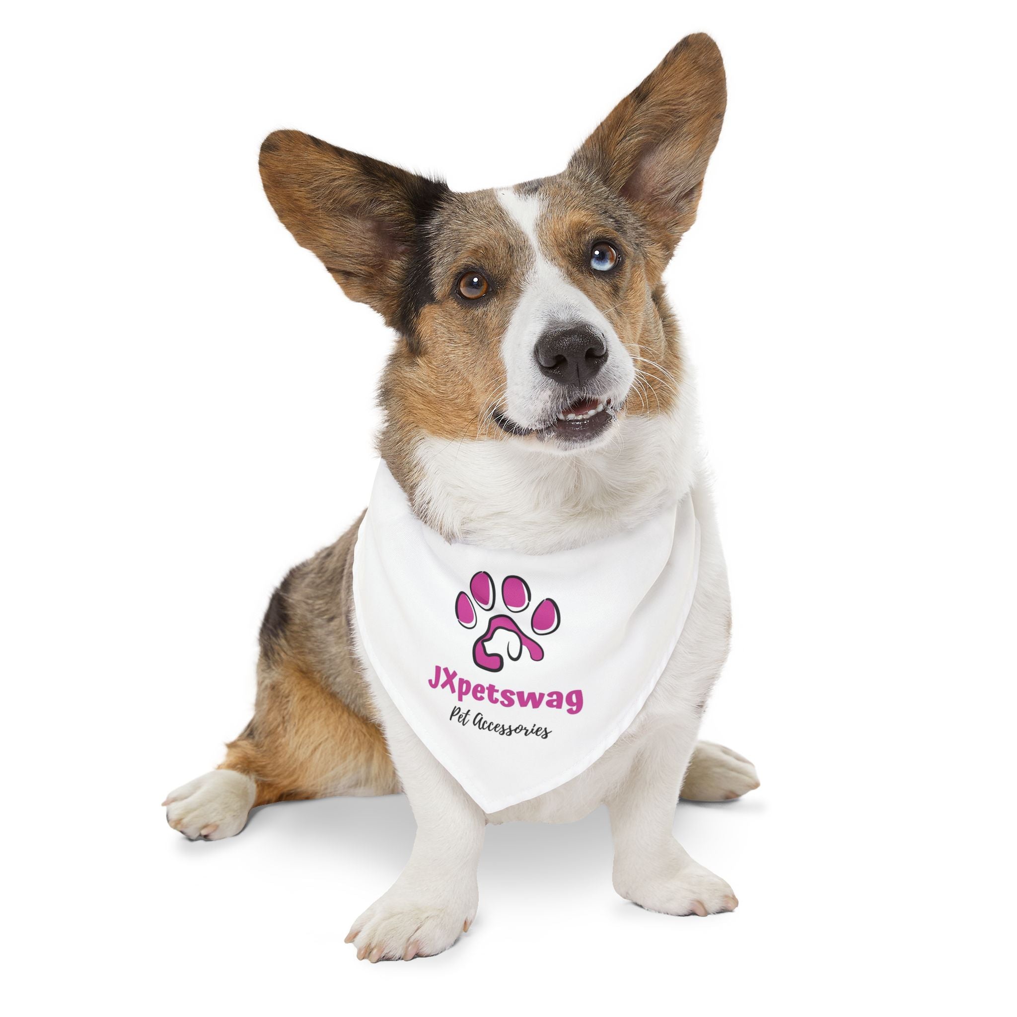 Pet Bandana Collar — White Dog & Cat Bandana with our JXpetswag Logo