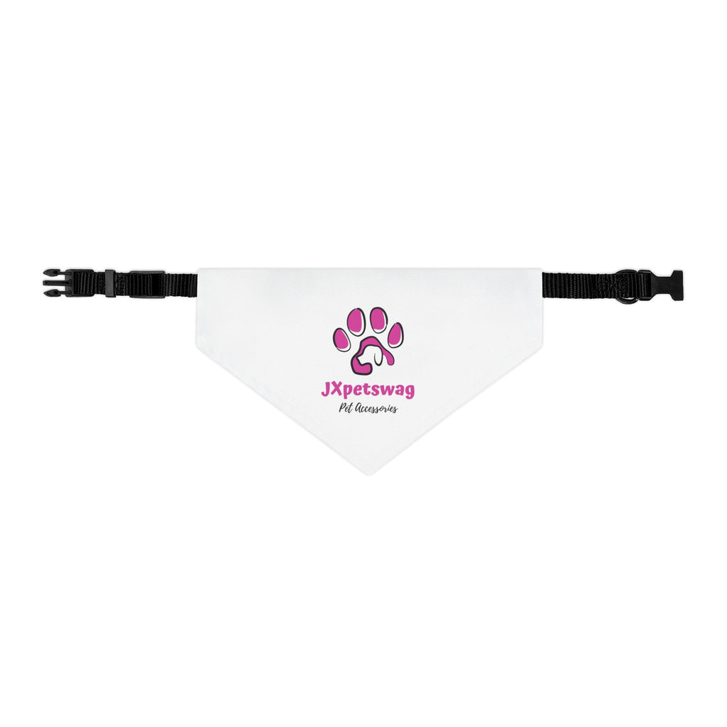 Pet Bandana Collar — White Dog & Cat Bandana with our JXpetswag Logo