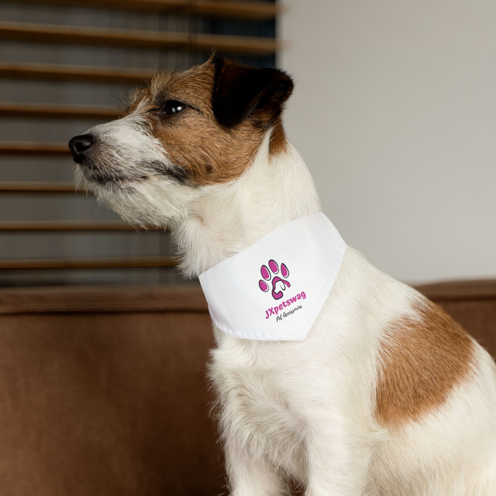 Pet Bandana Collar — White Dog & Cat Bandana with our JXpetswag Logo