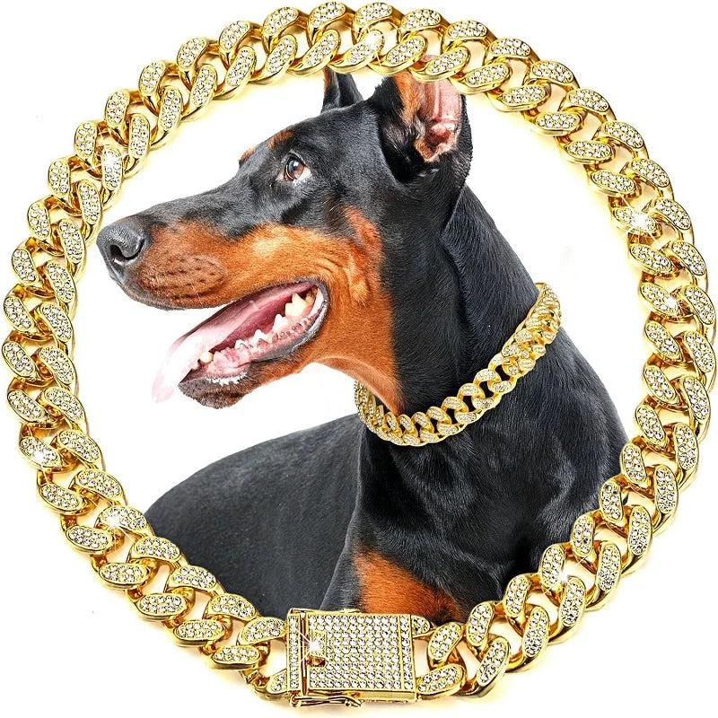 Dog Luxury Pet Metal Chain Collar