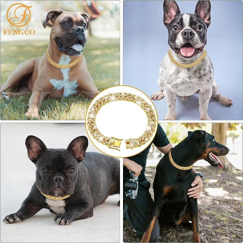 Dog Luxury Pet Metal Chain Collar